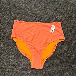 Old Navy Neon Pink and Orange High-Waist Bikini Bottoms